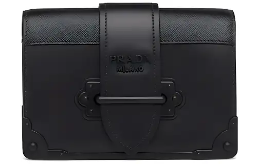 PRADA Cahier Calfskin Handheld Shoulder Bag, Crossbody Bag Women's Black