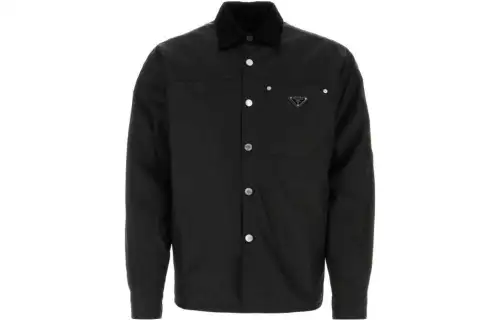 PRADA Shirts Men's Black Pointed Collar Moderate Other