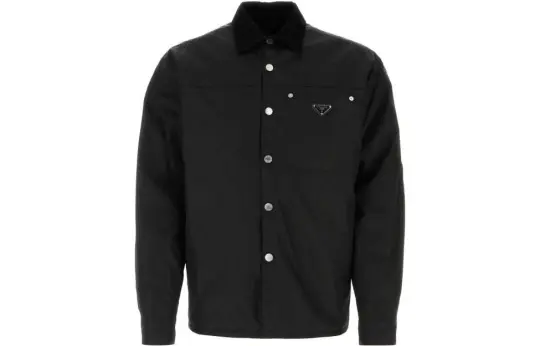 PRADA Shirts Men's Black Pointed Collar Moderate Other