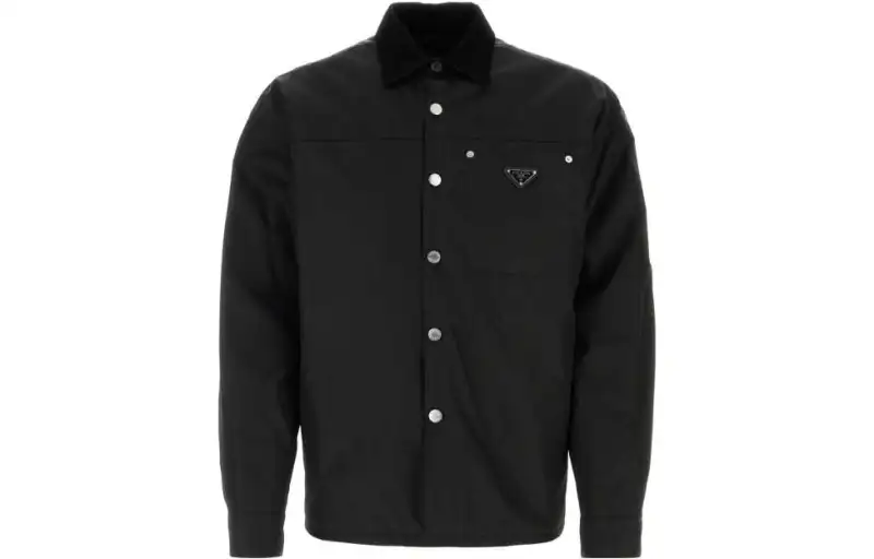 PRADA Shirts Men's Black Pointed Collar Moderate Other