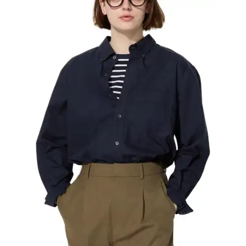 UNIQLO Shirts Unisex Navy Blue Lapel Moderate Other