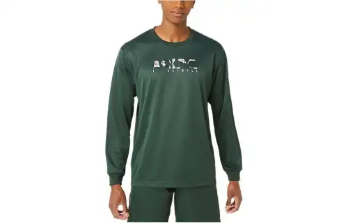 ASICS Sweatshirts Men's Green Crew Neck Moderate Regular