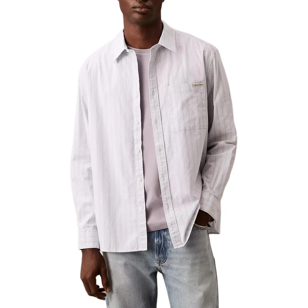 Calvin Klein Shirts Men's White Pointed Collar Moderate