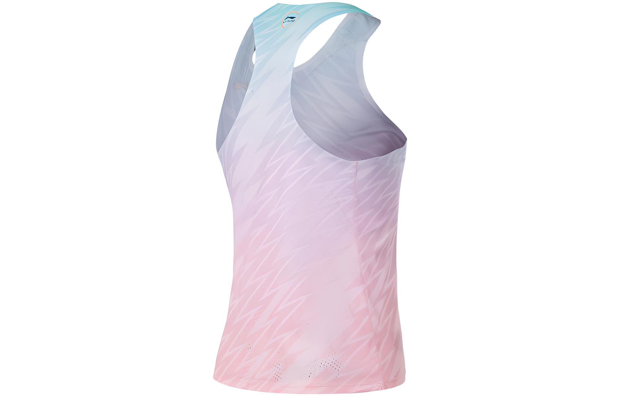 Li Ning Running Collection Running Tank Tops Men’s White All Over Print Crew Neck Moderate Straight Fit