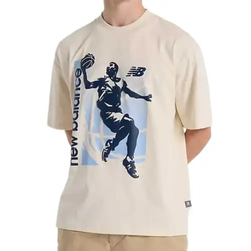 New Balance Hoops Graphic T Shirt Men's Beige