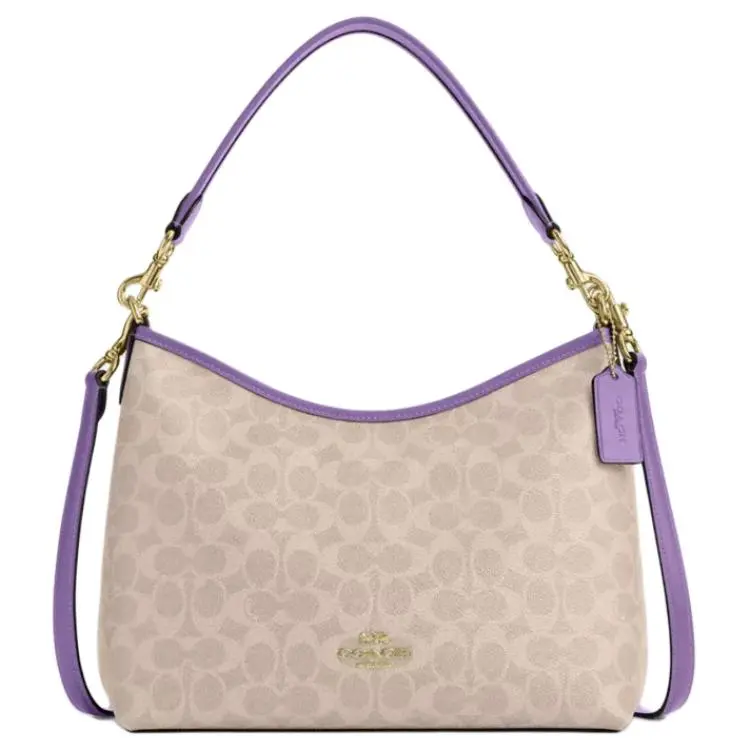 COACH Laurel Coated Canvas Portable Crossbody Bag, Shoulder Bag Large Women's Beige & Purple