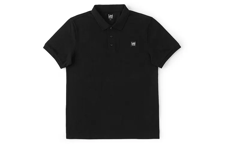 Lee Polo Shirts Men's Black Polo Collar Moderate Straight Fit