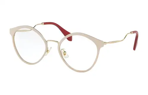 MIU MIU Metal Irregular Shape Eyeglass Frames Women's Gold