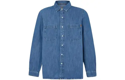 Timberland Shirts Men's Blue Square Collar Moderate Denim