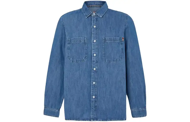Timberland Shirts Men's Blue Square Collar Moderate Denim