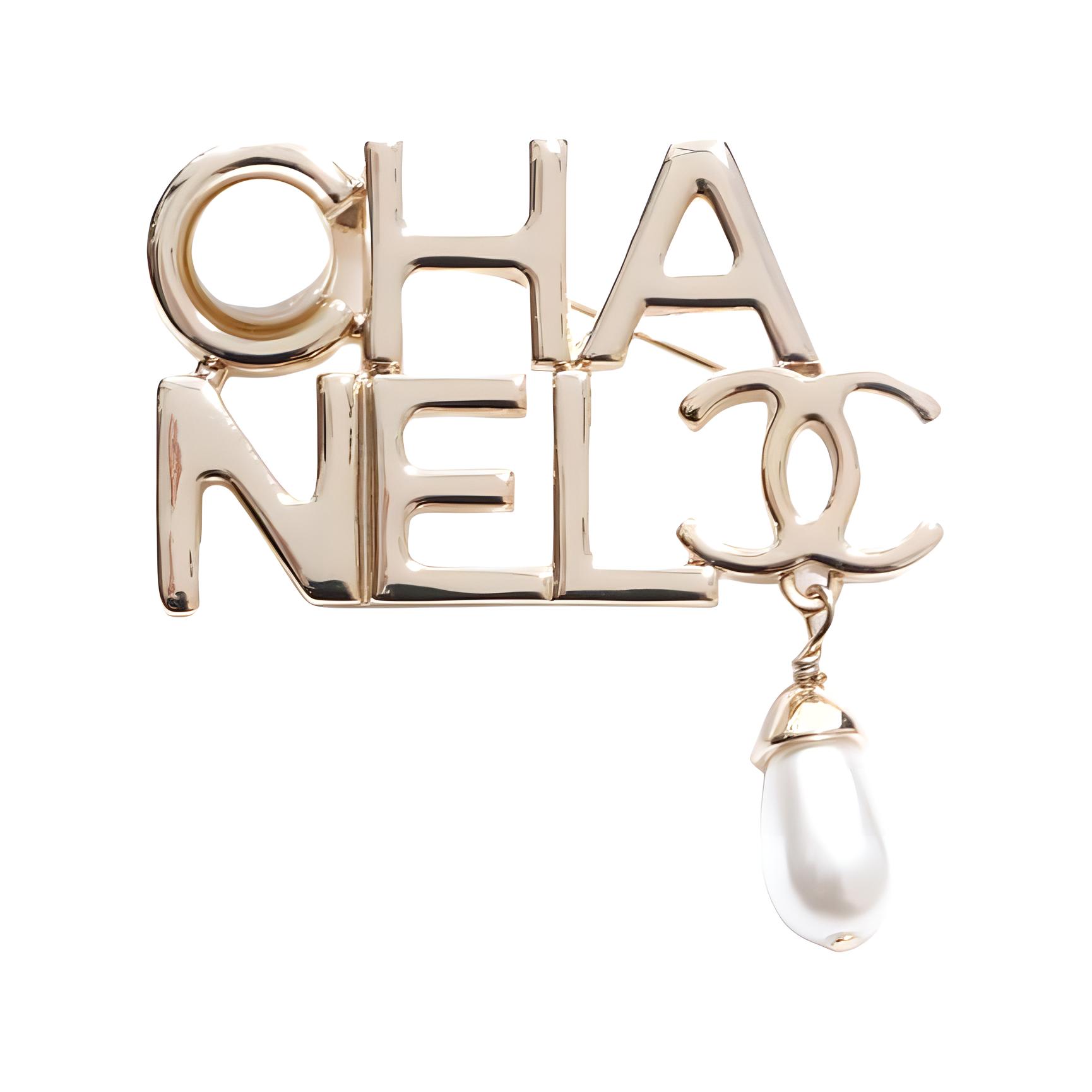Женская брошь Chanel Faux Pearl Brooch (золотая)