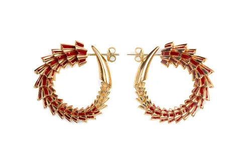 Bottega Veneta 18K Gold With 925 Sterling Silver Earrings Women's Gold/Red
