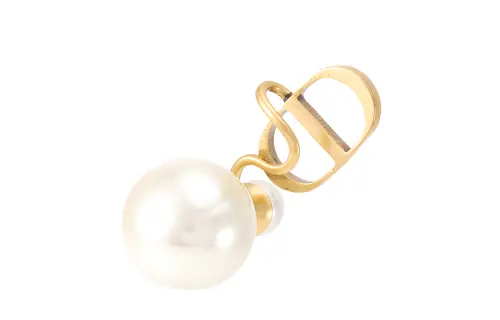 DIOR Pearl Single Hoop Earrings Women's White