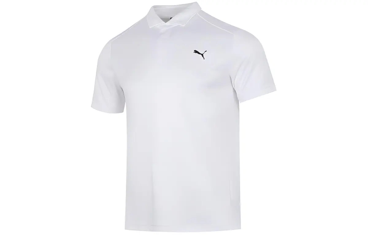 PUMA Polo Shirts Men's White Polo Collar Moderate Straight Fit