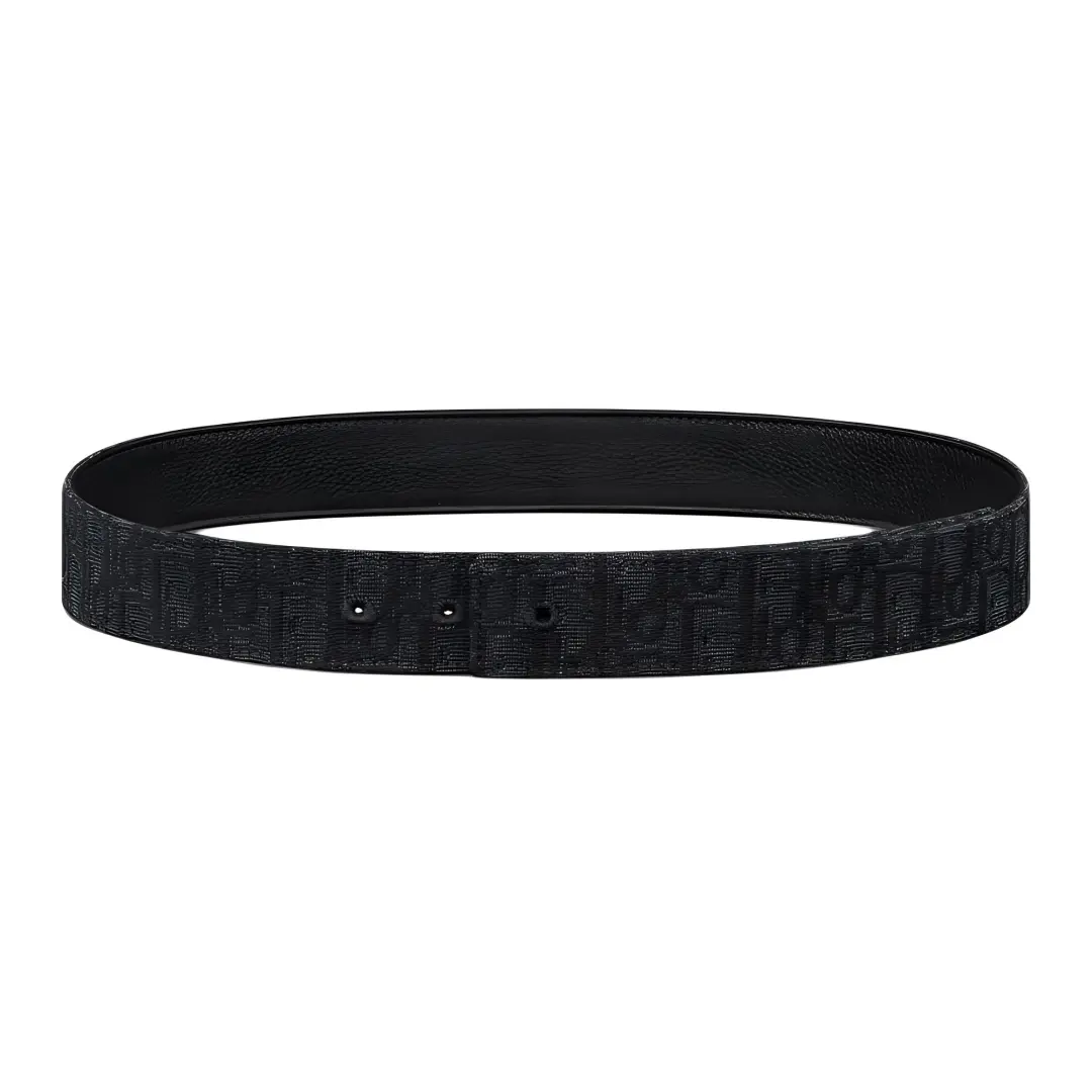 DIOR Original Design Cow Leather Belts Men's Black 3.5cm