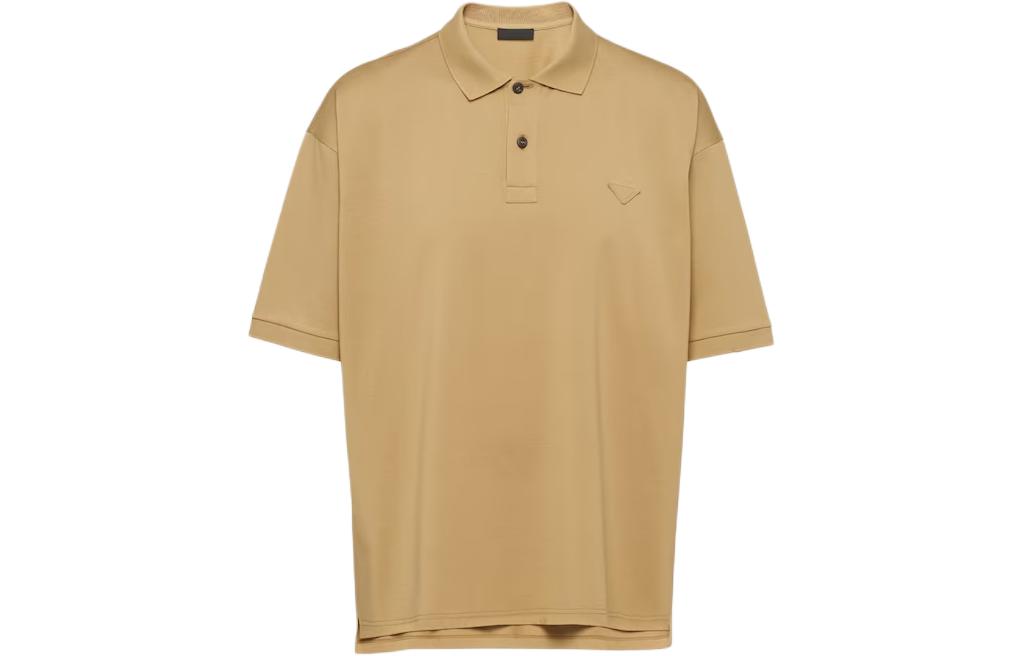 PRADA Polo Shirts Men's Khaki Lapel Moderate Other