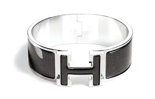 HERMES Clic H Bangles Unisex Gray