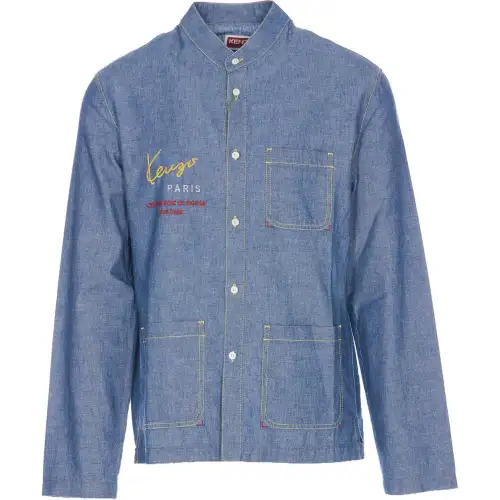KENZO Embroidered Collared Long-Sleeve Shirt