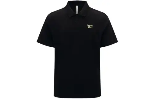 Reebok Polo Shirts Unisex Black Polo Collar Moderate Straight Fit