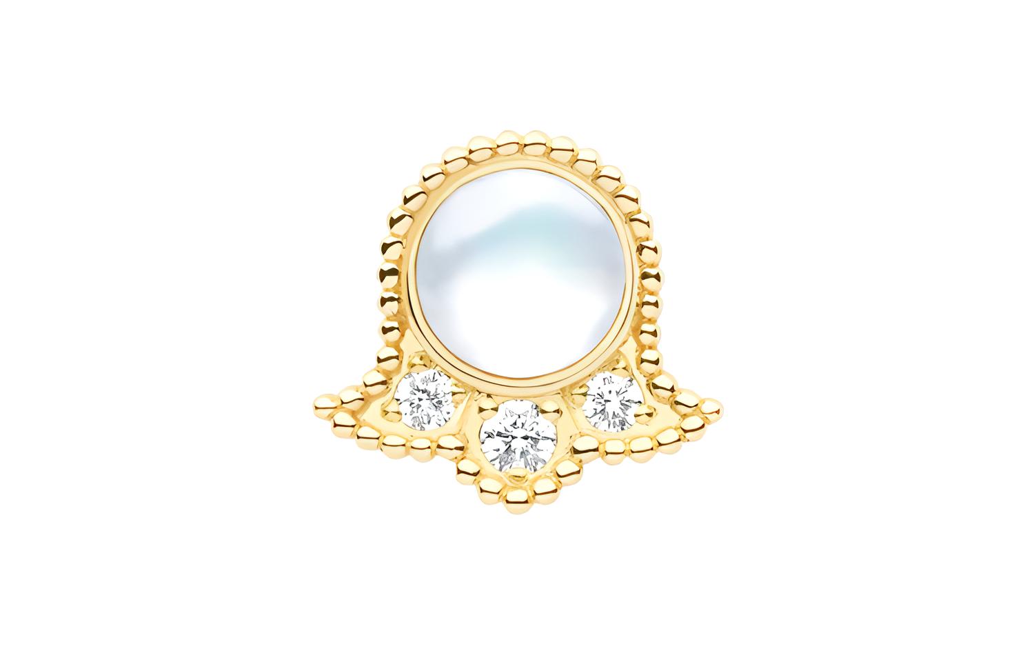 DIOR Dior ROSE DES VENTS 18K gold diamond mother-of-pearl earrings same style for men and women, gold