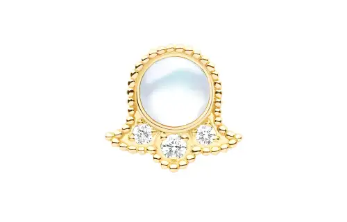 DIOR 18K Gold, Diamond, Mother Of Pearl Stud Earrings Unisex Gold