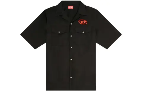 DIESEL Shirts Men's Black Lapel Moderate Shirt