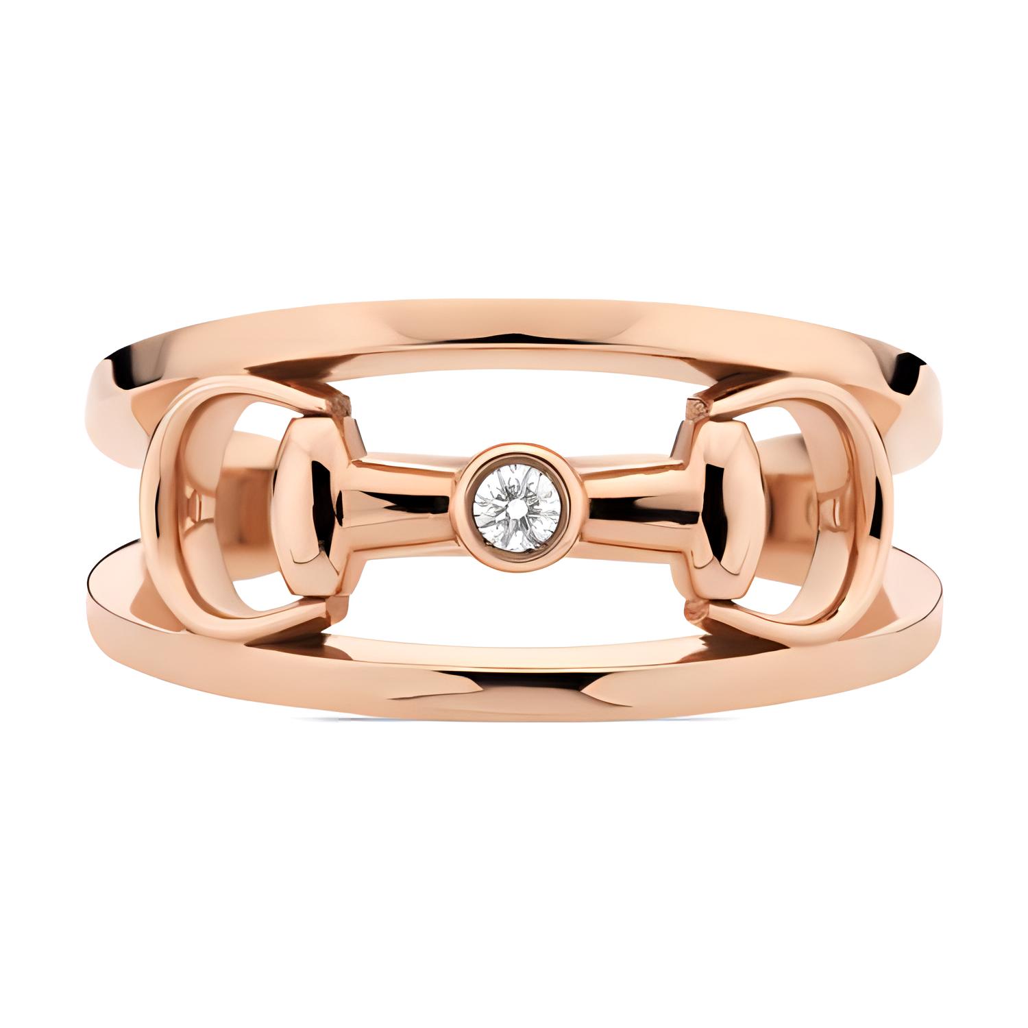 Gucci Horsebit 18k wide diamond ring