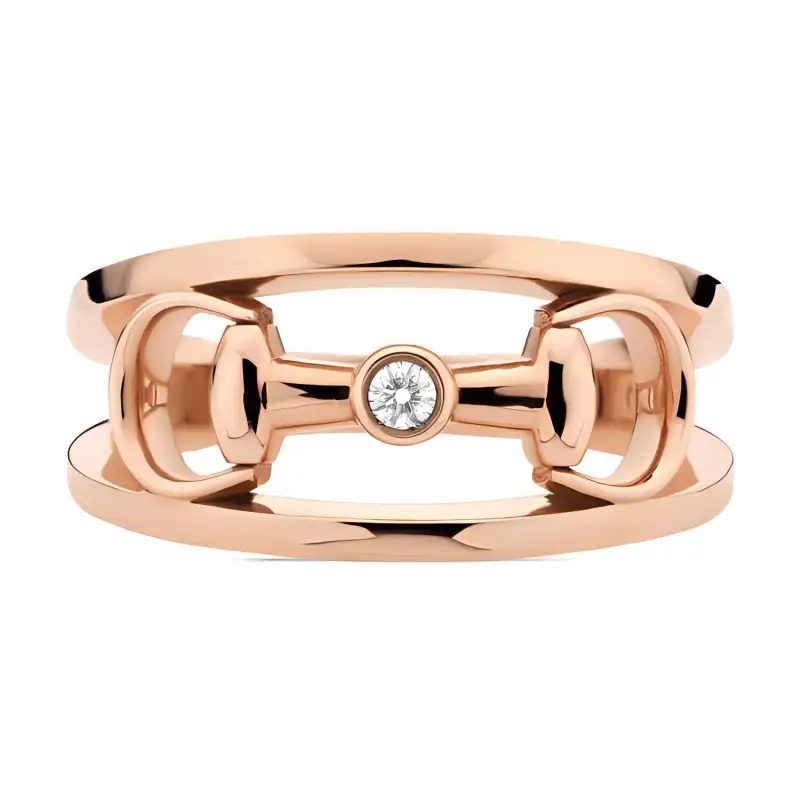 Gucci Horsebit 18k wide diamond ring