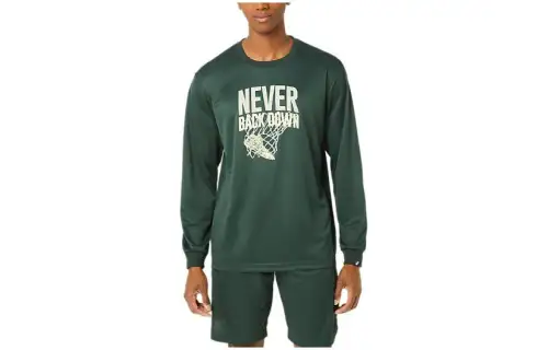 ASICS Sweatshirts Unisex Green Crew Neck Moderate Regular