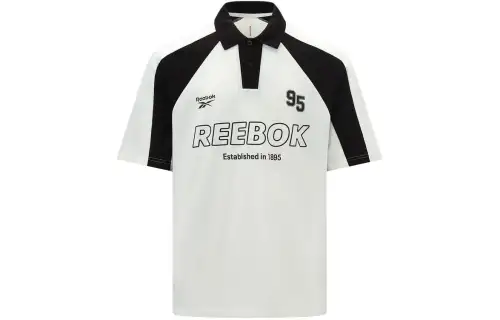 Reebok Polo Shirts Unisex White Polo Collar Moderate Straight Fit