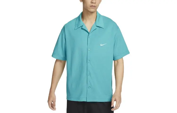Nike Dri-Fit Shirts Men's Cyan Lapel Moderate Shirt