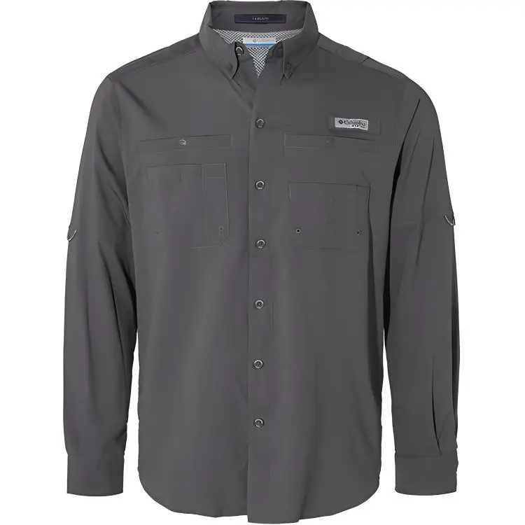 Columbia PFG Shirts Unisex Gray/023 Lapel Thin