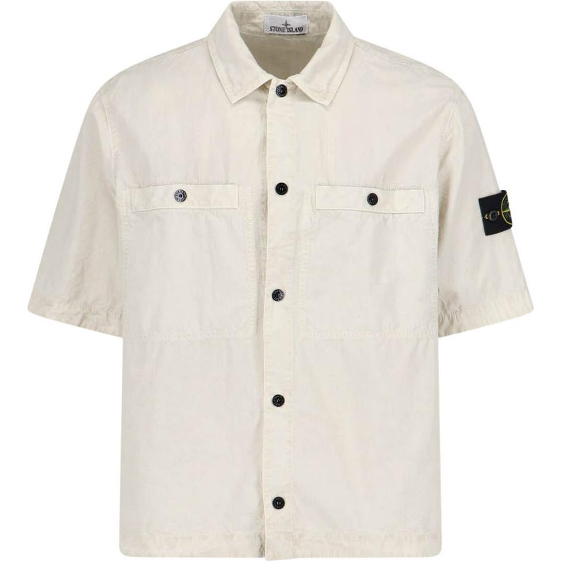 Мужская рубашка STONE ISLAND SS25 (бежевая)