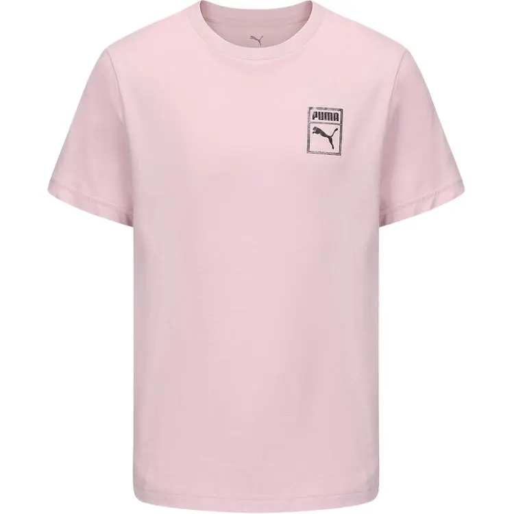 PUMA T-Shirts Unisex Pink Crew Neck Moderate