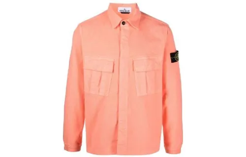 STONE ISLAND Shirts Men's Pink Salmon Pointed Collar Moderate Other
