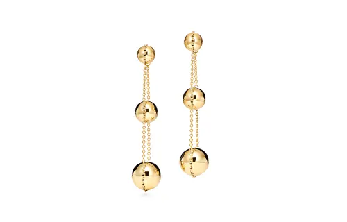 TIFFANY & CO. Pre Owned 20th Century 18K Yellow Gold Triple Drop Push Back Earrings