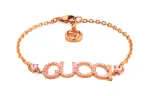 GUCCI Crystal Metal Bracelets Unisex Rose Gold