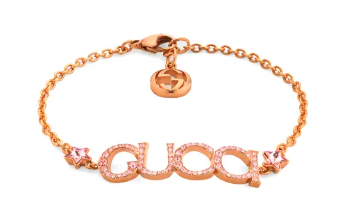 GUCCI Crystal Metal Bracelets Unisex Rose Gold