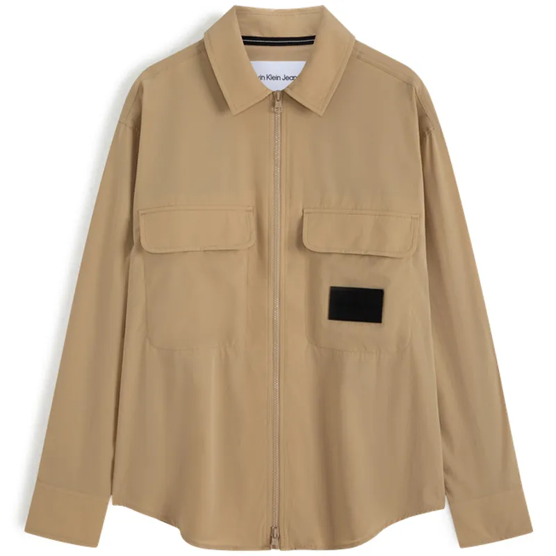 Calvin Klein Shirts Men's Khaki Pointed Collar Moderate Other