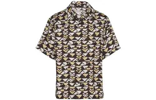 PRADA Shirts Men's Multicolor Cuban Collar Moderate Shirt