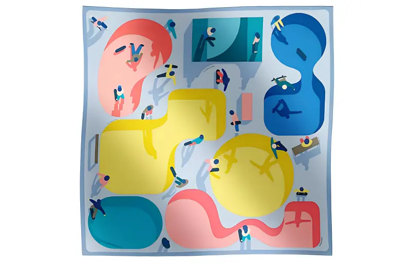 HERMES Silk Scarves Women's Blue