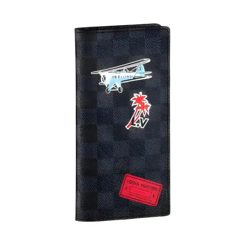 LOUIS VUITTON Brazza Leather Wallet Men's Black