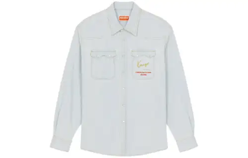 KENZO Logo Embroidered Denim Shirt