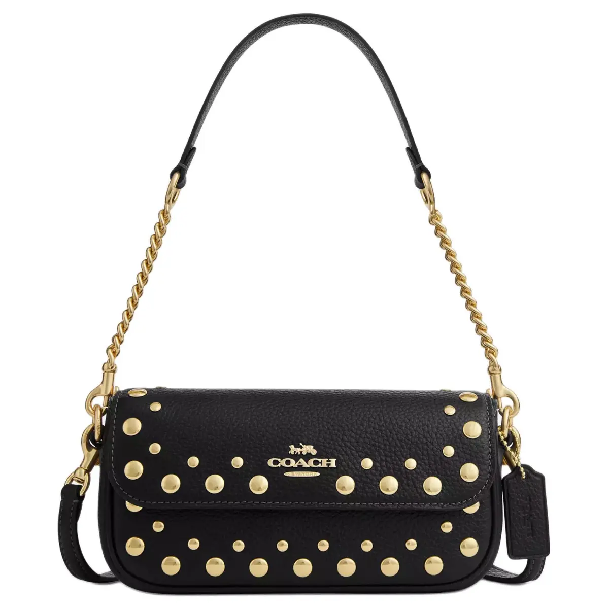 COACH HaileyFlap Delicate Pebble Leather Crossbody Bag, Shoulder Bag Small Women's Black