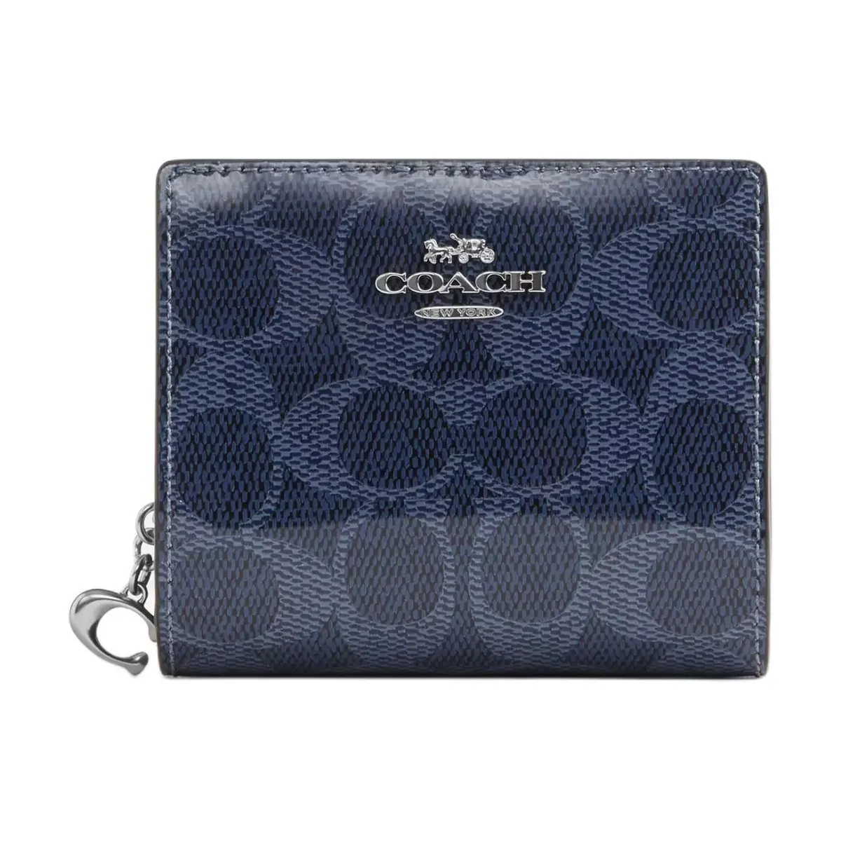 COACH Snap Wallet Coated Canvas Wallet Women's Dark Blue