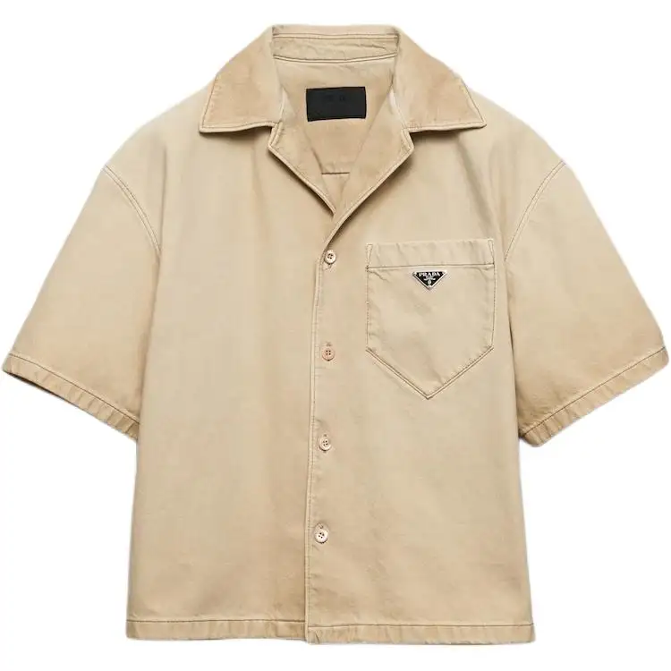PRADA Short Sleeved Shirt In Worn Bull Denim Shirt Men's Natural