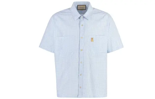 bear-logo gingham-print shirt