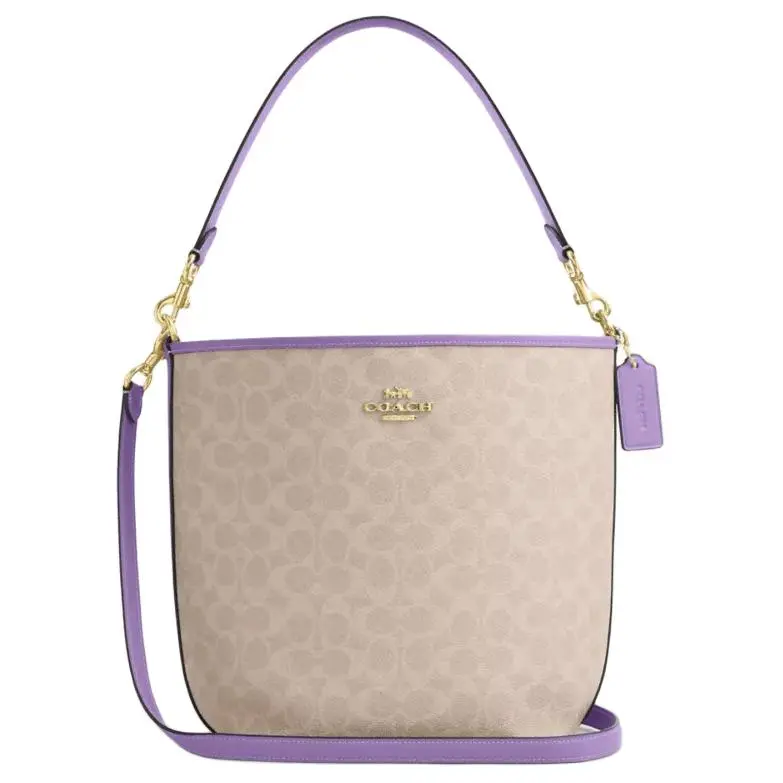 COACH City Bucket Coated Canvas Shoulder Bag, Crossbody Bag, Handbag Large Women's Sand Iris Color