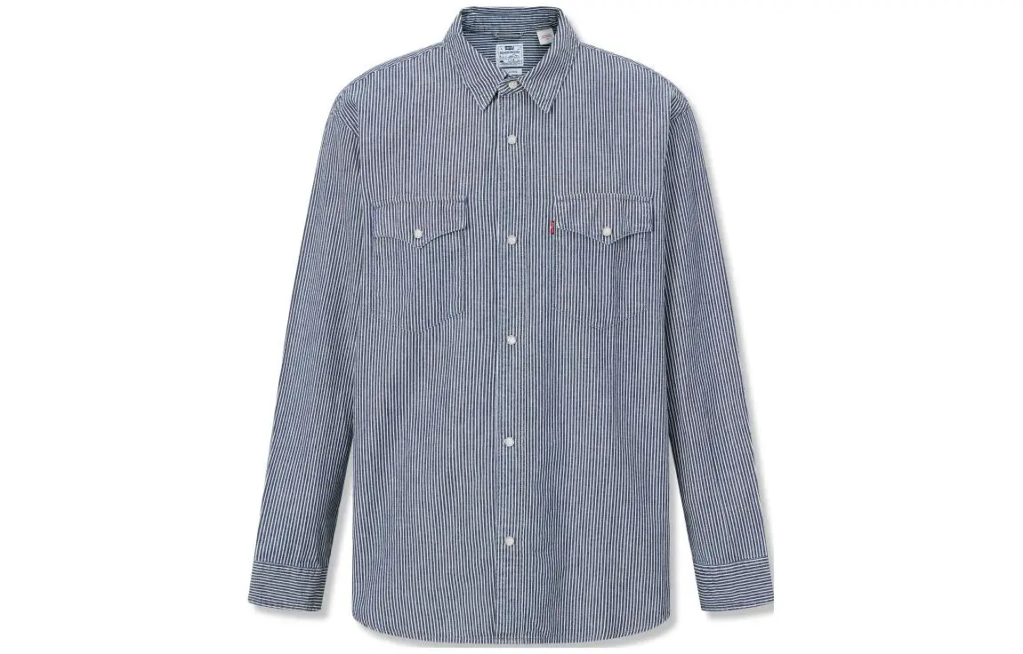 Levi's Shirts Men's Blue White Stripes Moderate