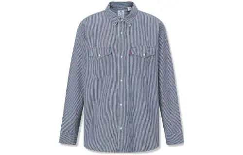 Levis Shirts Men's Blue White Stripes Moderate
